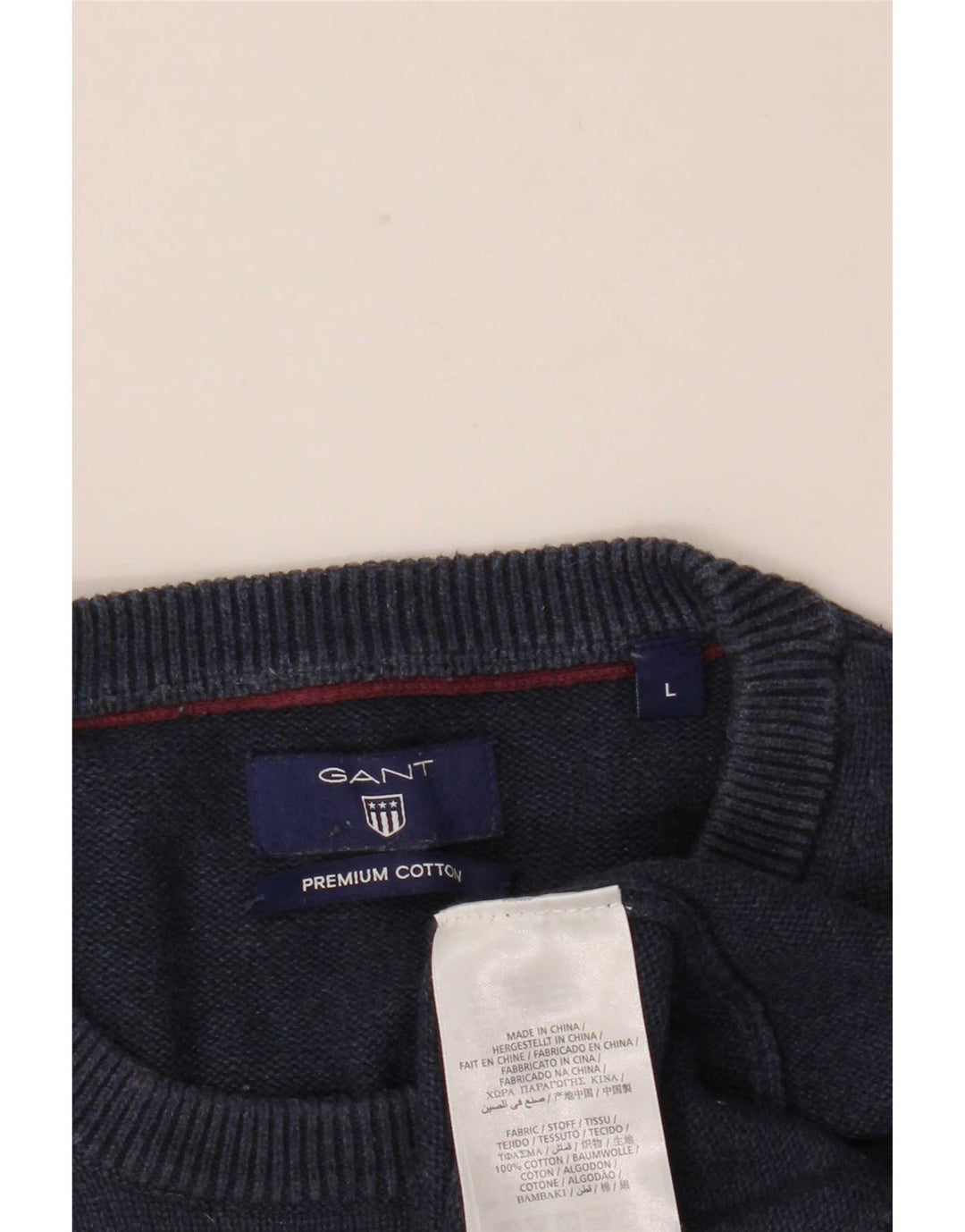 Gant Jersey de cuello redondo para hombre, talla grande, algodón azul marino