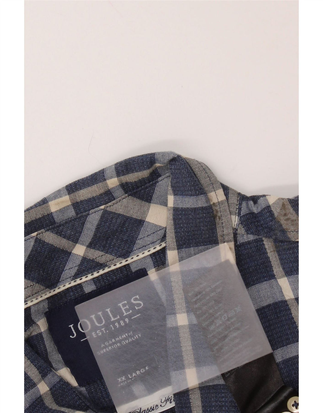 JOULES Camisa Hombre 2XL Azul Marino Cuadros Algodón