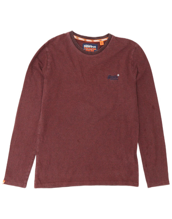Superdry Hombre Top Manga Larga Pequeño Algodón Borgoña