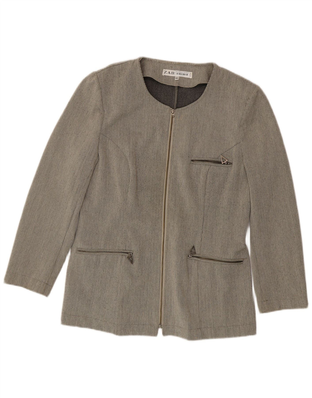 Zabaione Chaqueta Blazer Con Cremallera Completa Para Mujer IT 42 Rayas Gris Medio