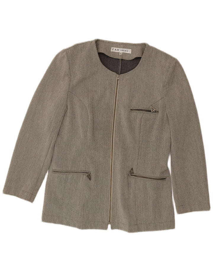 Zabaione Chaqueta Blazer Con Cremallera Completa Para Mujer IT 42 Rayas Gris Medio