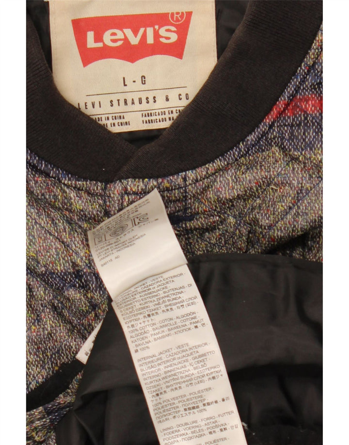 Levi's Chaqueta acolchada para hombre UK 40 Large Gris Rayas Algodón