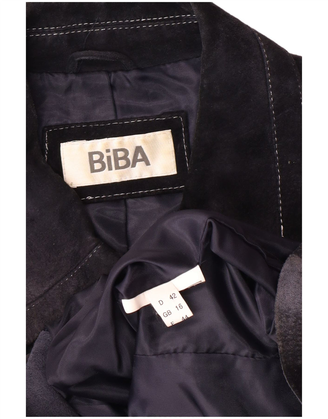 BIBA Chaqueta de ante para mujer UK 46 Grande Azul marino