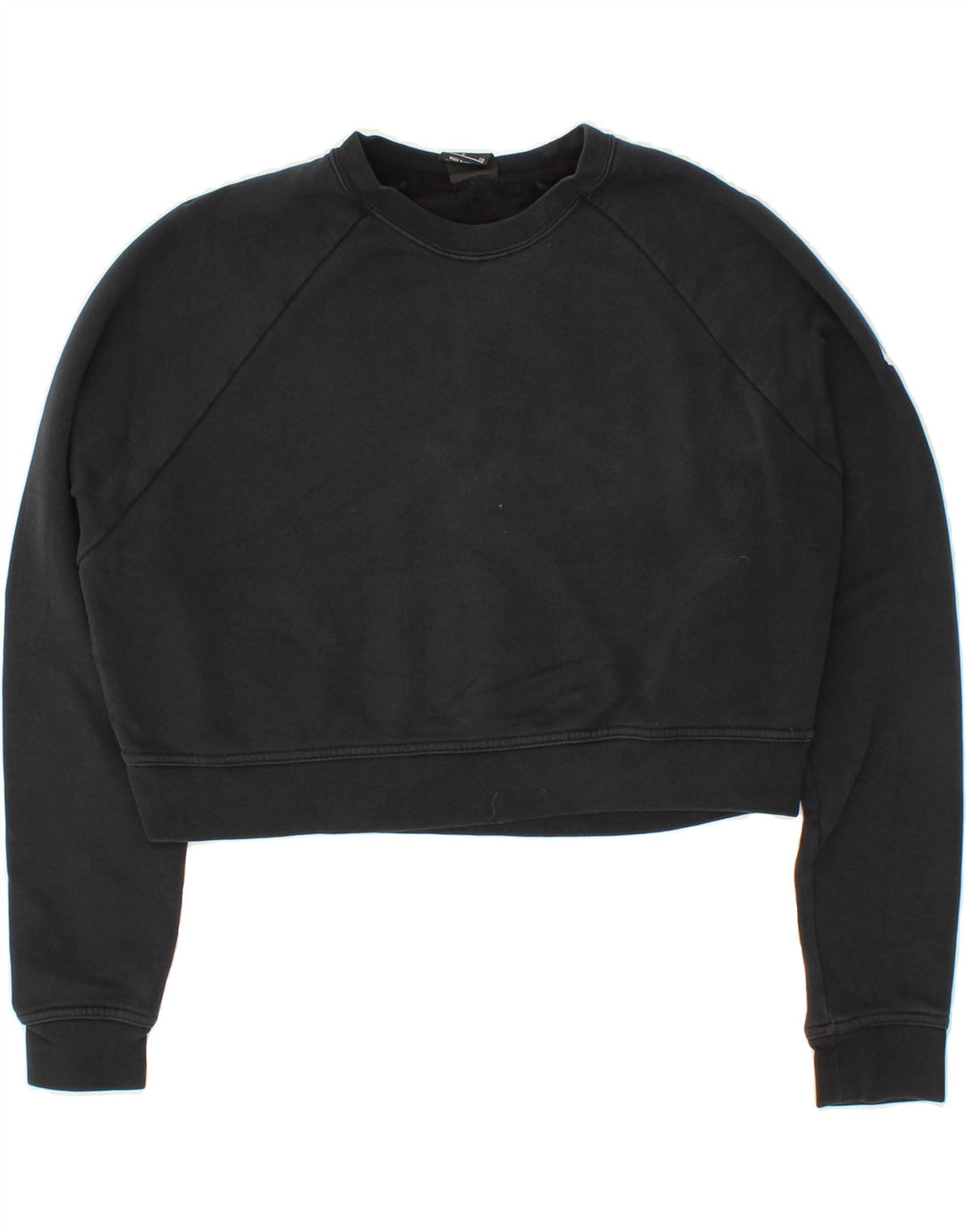 NIKE Womens Oversized Crop Sweatshirt Jumper UK 10 Small Black Polyester Vintage Nike and Second-Hand Nike from Messina Hembry 