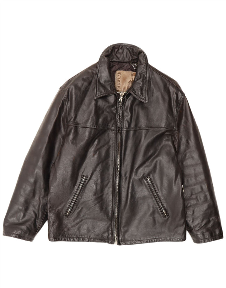 Conbipel Chaqueta de cuero natural para hombre UK 38 Cuero marrón medio