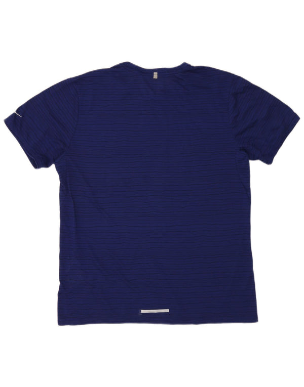 Nike Mens Dri Fit T-Shirt Top XL Navy Blue Striped Polyester