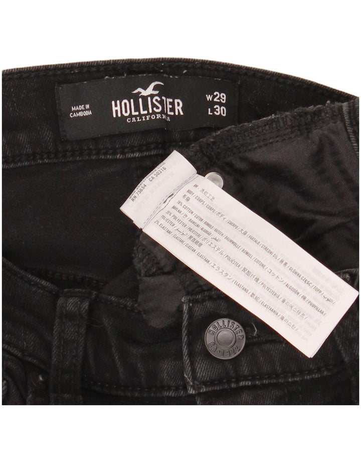 HOLLISTER Vaqueros pitillo desgastados para mujer W29 L30 Algodón negro