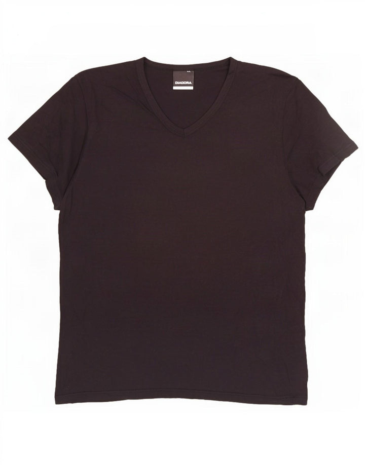 Diadora Hombre Camiseta Top Grande Negro Algodón