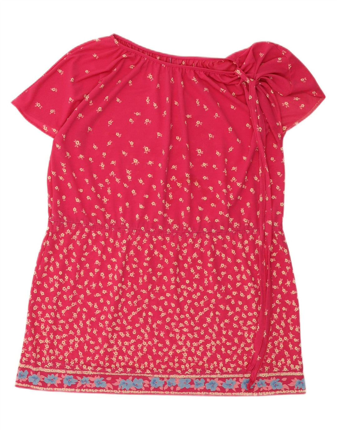 Vintage mujer túnica vestido EU 42 poliéster floral rosa grande