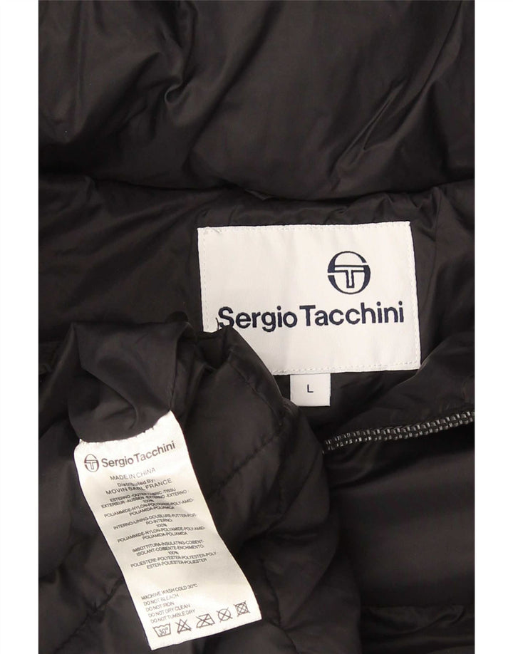 Sergio Tacchini Chaqueta acolchada con capucha para hombre UK 40 Large Nylon negro
