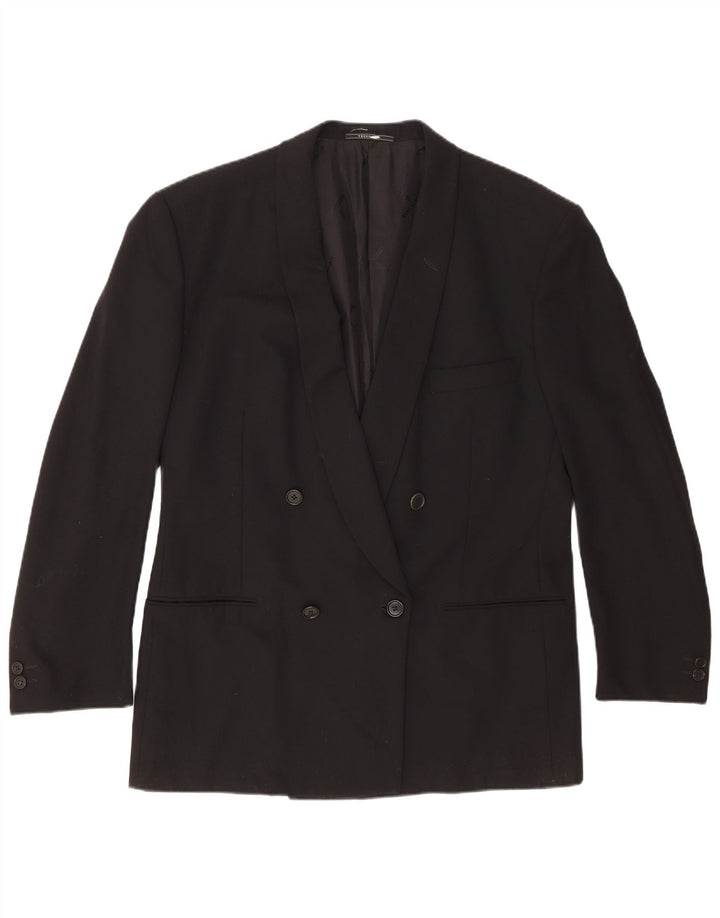 Trussardi Chaqueta Blazer De Doble Botonadura Para Hombre IT 52 XL Lana Virgen Negra