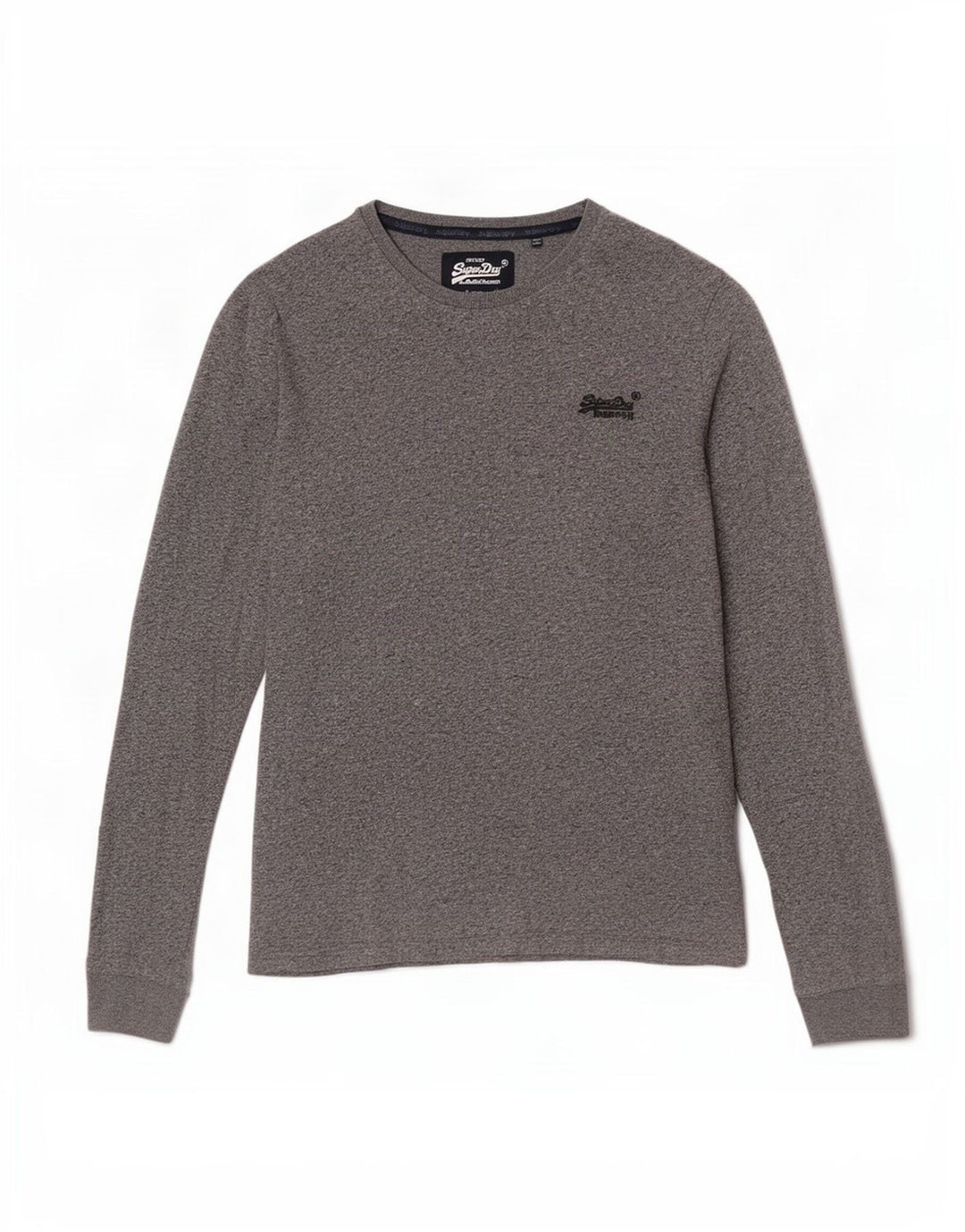 Superdry Hombre Top De Manga Larga De Algodón Moteado Gris Medio