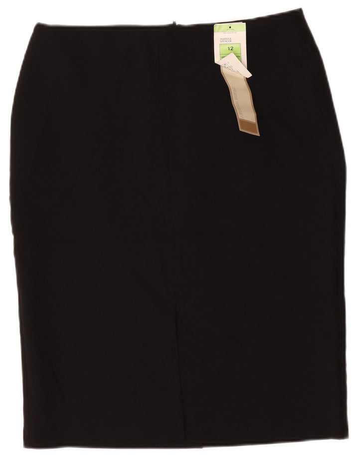 Marks & Spencer Falda lápiz para mujer UK 12 Medium W34 Poliéster negro