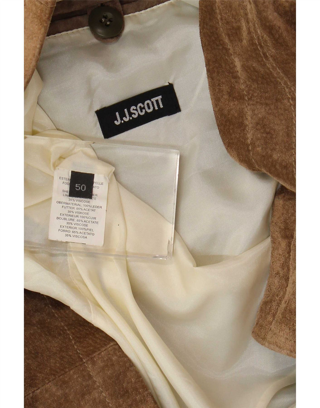 J.J.Scott Chaqueta de ante para hombre IT 50 Cuero marrón grande