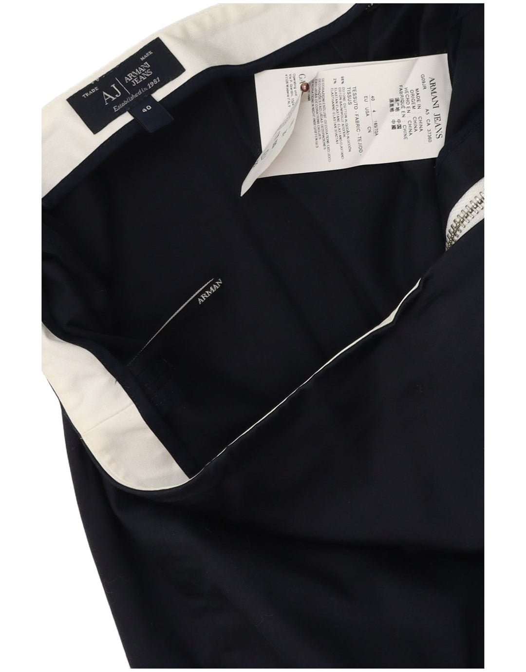Armani Falda Recta Mujer EU 40 Mediana W30 Azul Marino Algodón