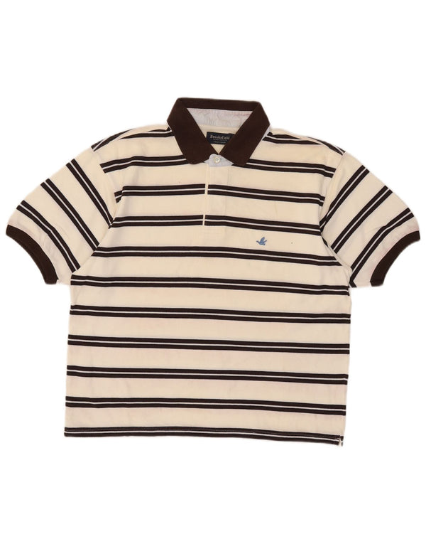 Brooksfield Polo para hombre Talla 52 Grande Beige Rayas