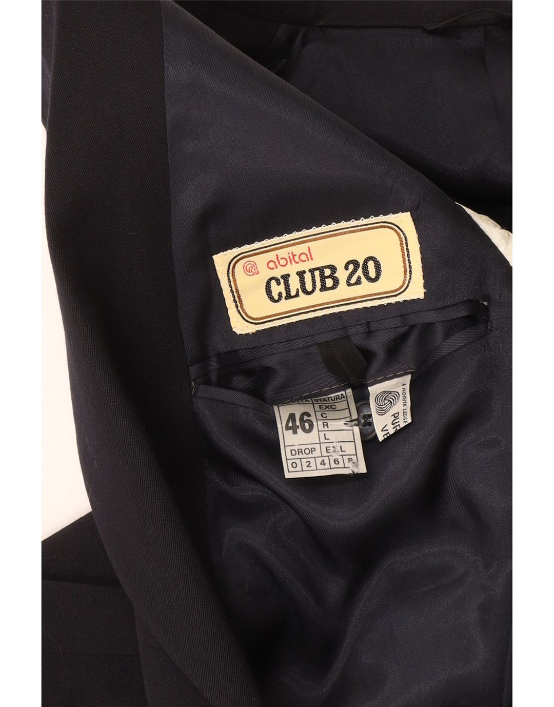 Abital Chaqueta tipo blazer de 2 botones para hombre IT 46 Small Lana azul marino