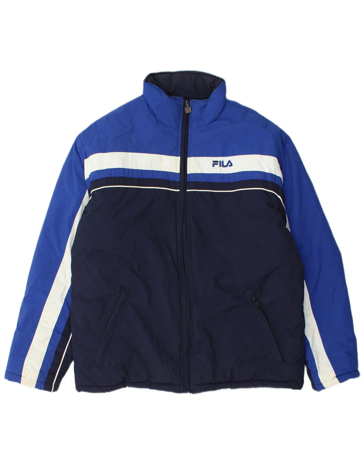 FILA Chaqueta acolchada para hombre UK 36 Small Azul marino Colorblock Poliamida
