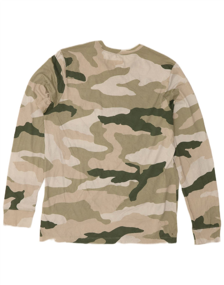 Nike Camiseta gráfica de manga larga para hombre, tamaño grande, caqui, camuflaje, algodón