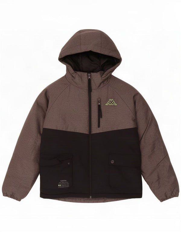 Chaqueta acolchada con capucha Kappa para niños 11-12 años Gris Poliamida color block
