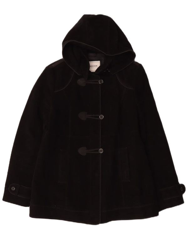GEOX Mujer Respira Duffle Coat UK 12 Mediano Algodón Negro