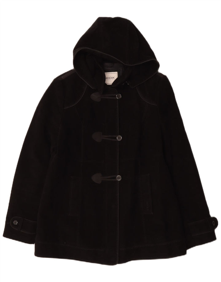 GEOX Mujer Respira Duffle Coat UK 12 Mediano Algodón Negro