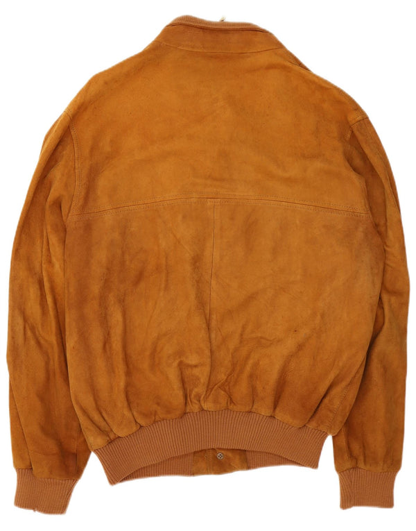 Vintage hombres ante bomber chaqueta Reino Unido 40 cuero marrón grande