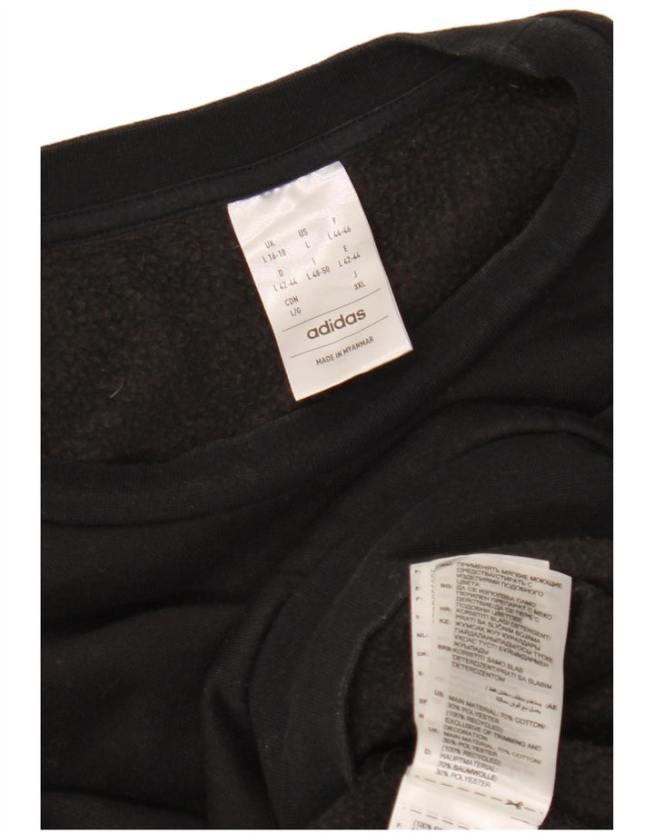 ADIDAS Mujer Crop Oversize Sudadera Jumper UK 16/18 Grande Algodón Negro