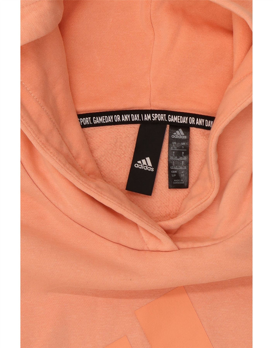 ADIDAS Sudadera con capucha gráfica de gran tamaño para mujer Reino Unido 8/10 Pequeño Algodón naranja