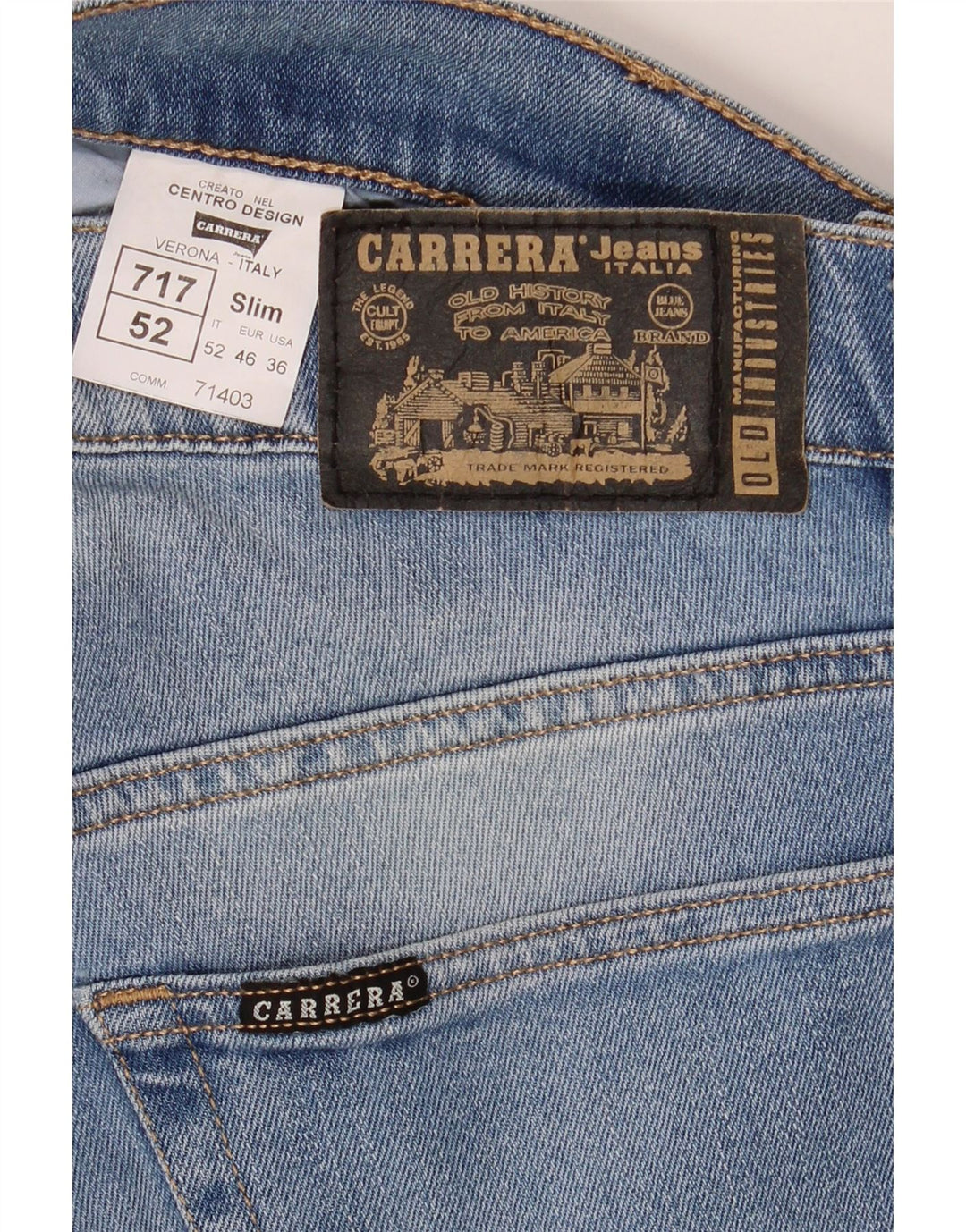 CARRERA Mens 717 Slim Jeans W36 L29 Algodón Azul