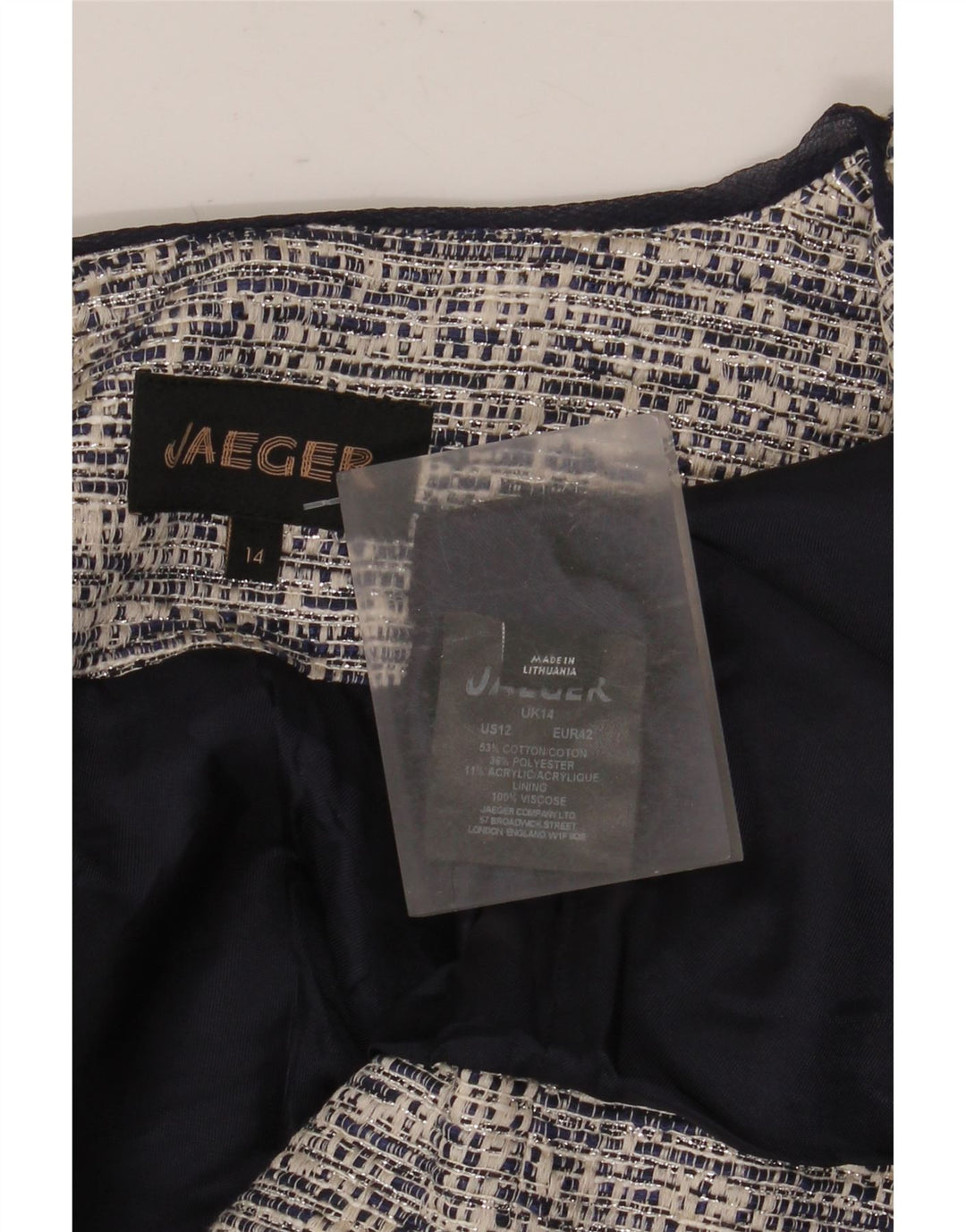 Jaeger Chaqueta tipo blazer abierta corta para mujer Reino Unido 44 Algodón gris grande