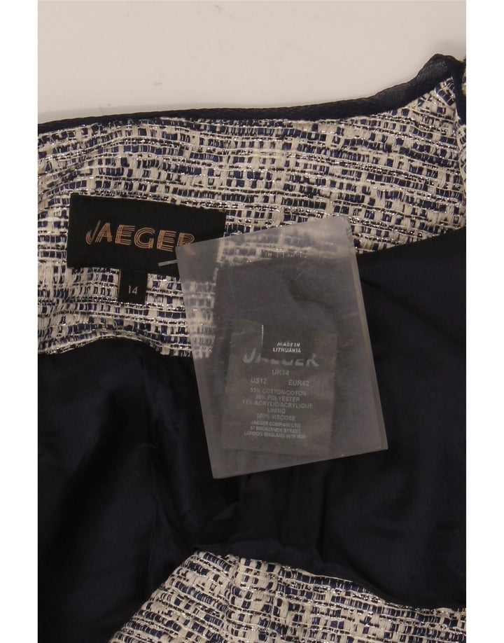 Jaeger Chaqueta tipo blazer abierta corta para mujer Reino Unido 44 Algodón gris grande