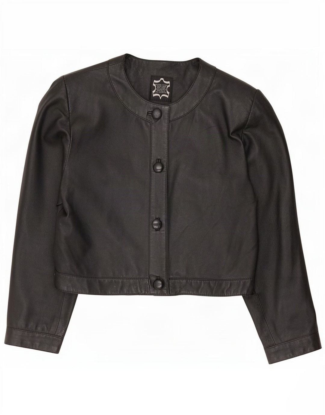 Vintage mujer de gran tamaño cuero Bolero chaqueta IT 40 pequeño negro