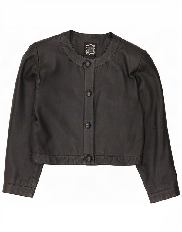 Vintage mujer de gran tamaño cuero Bolero chaqueta IT 40 pequeño negro