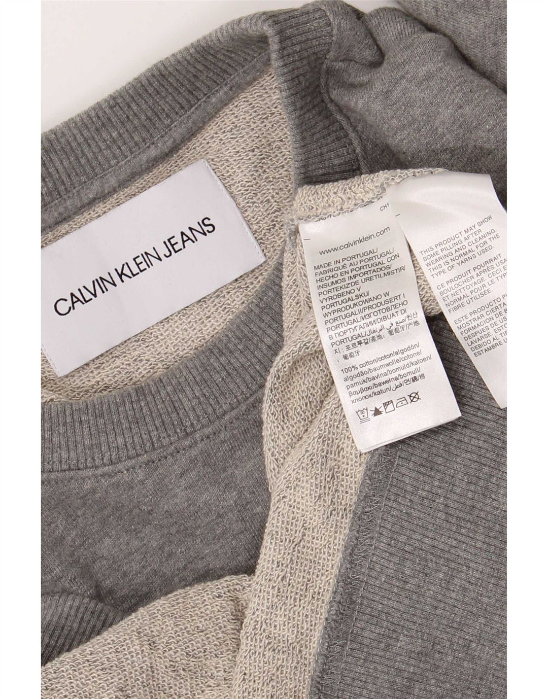 Calvin Klein Jeans Hombre Sudadera Gráfica Jumper Algodón Gris Medio
