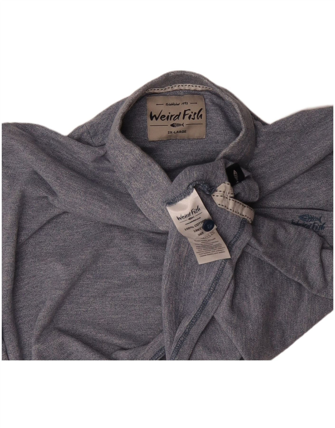 WEIRD FISH Polo para hombre 2XL Algodón azul
