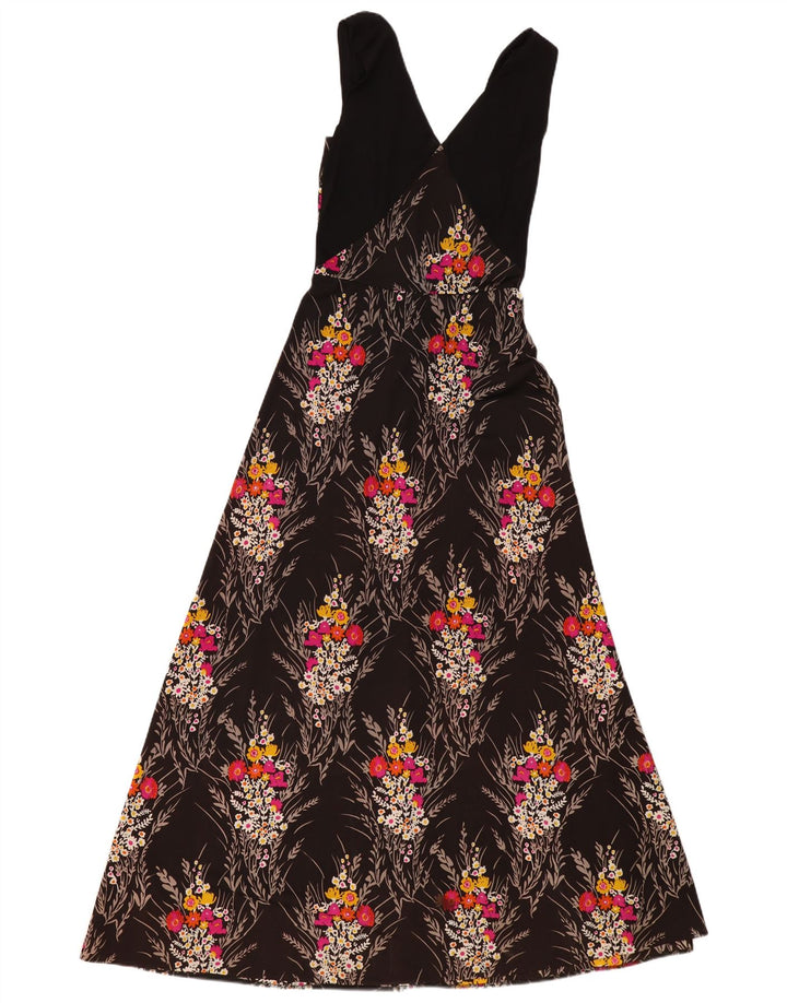 VINTAGE Vestido maxi sin mangas para mujer Reino Unido 4 XS Negro Floral