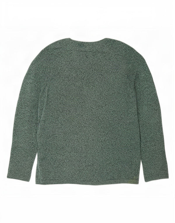 Zara Mens Boat Neck Jumper Sweater Large Green Flecked