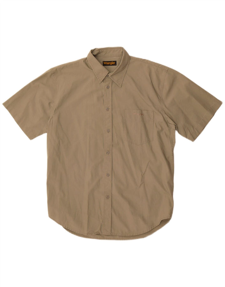 Wrangler Camisa De Manga Corta Para Hombre Large Khaki Cotton
