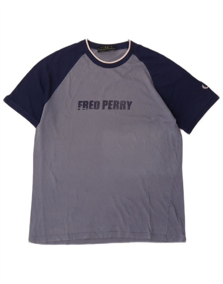 FRED PERRY Camiseta gráfica para hombre Top azul medio color block