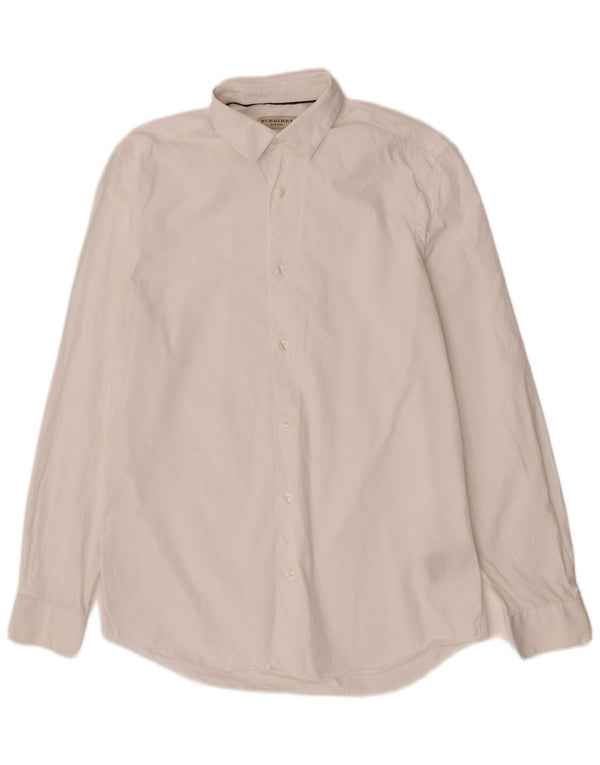 Burberry Camisa entallada para hombre Talla 15 1/2 39 Clásico de algodón blanco mediano