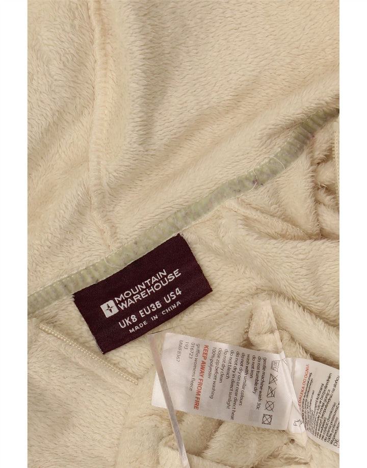 MOUNTAIN WAREHOUSE Womens Hooded Fleece Jacket UK 8 Small Off White Vintage Mountain Warehouse and Second-Hand Mountain Warehouse from Messina Hembry 