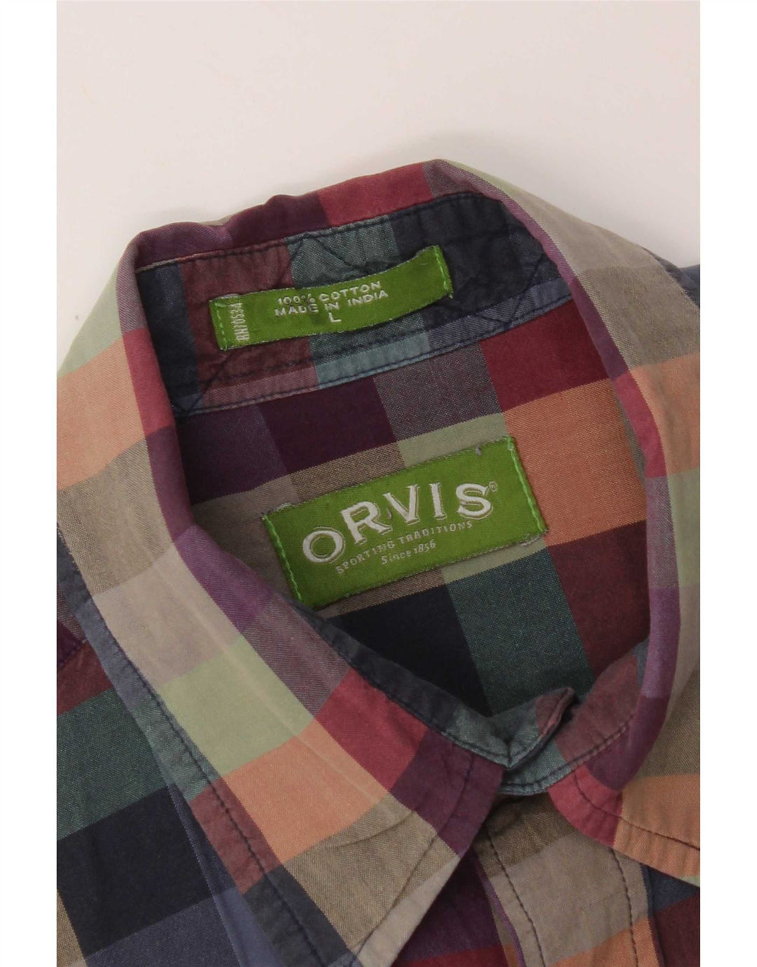 Camisa Orvis Mujer Manga Corta Grande Algodón Vichy Multicolor