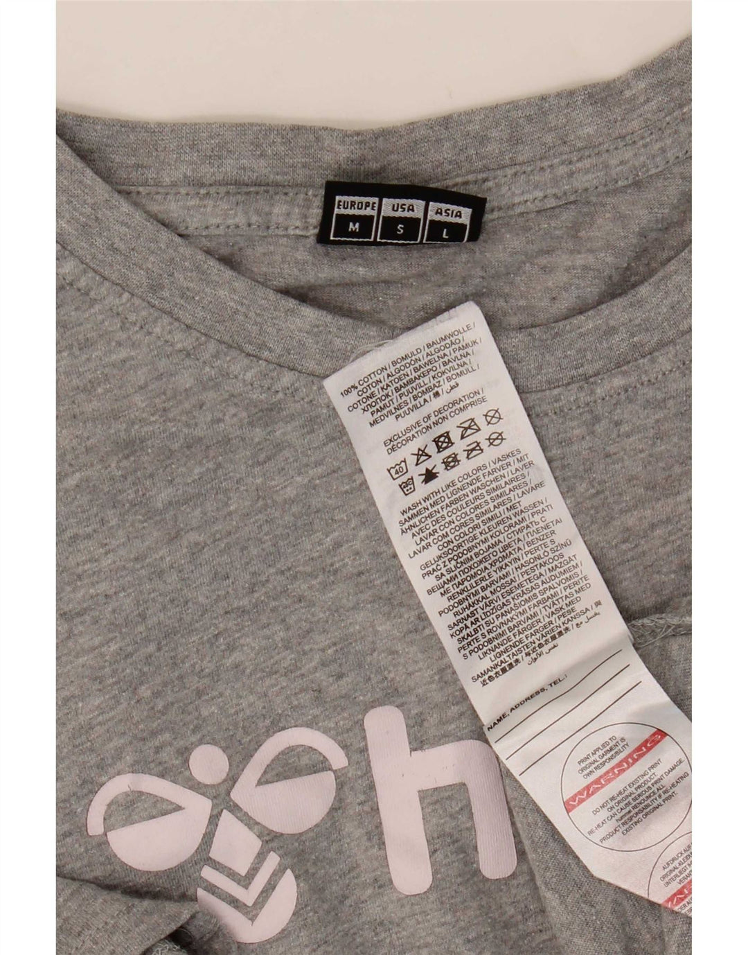 Hummel Camiseta gráfica para hombre Top de algodón moteado gris medio