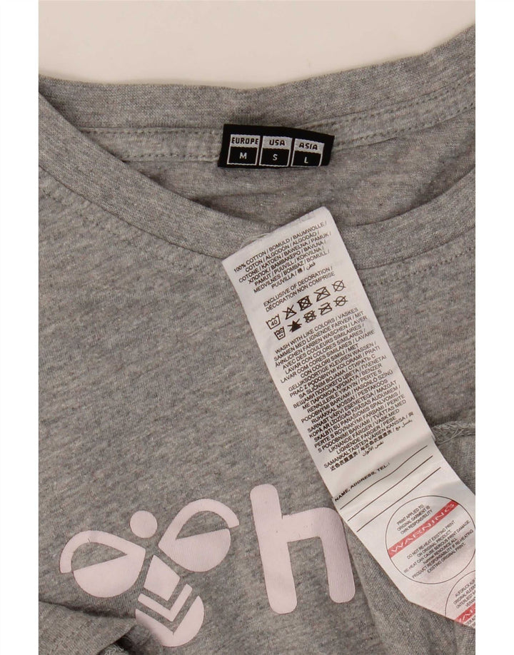 Hummel Camiseta gráfica para hombre Top de algodón moteado gris medio