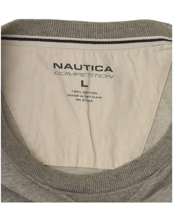 NAUTICA Mens Top Long Sleeve Large Grey Cotton