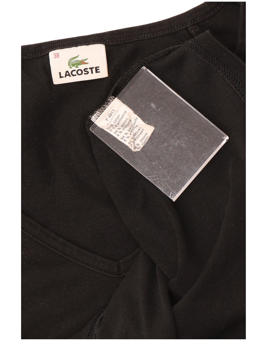 LACOSTE Camiseta Mujer Talla Superior 38 Mediano Negro Algodón