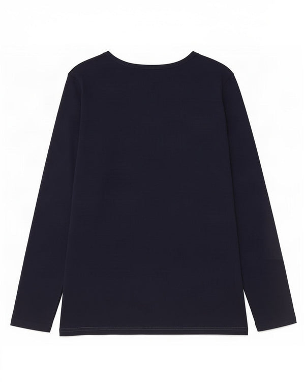 Asociación de Polo de EE. UU. Camiseta de manga larga para mujer UK 40 Algodón azul marino medio