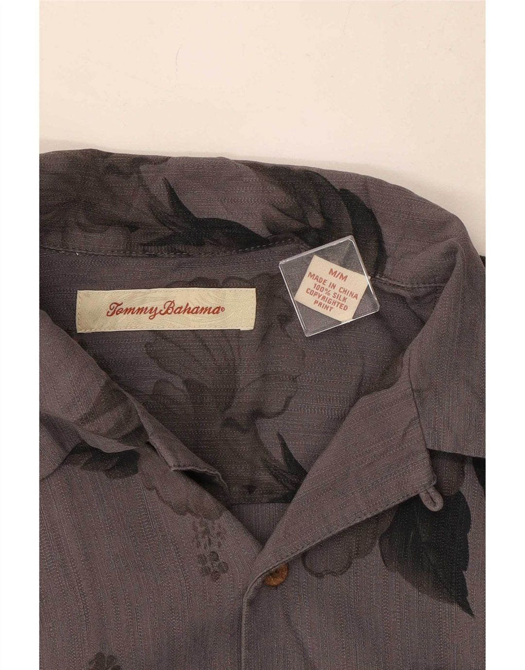 Camisa Tommy Bahama Hombre Manga Corta Seda Floral Gris Medio