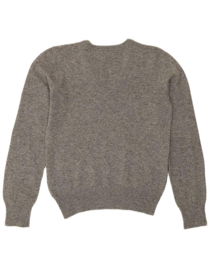GANT Suéter corto con cuello en V para mujer UK 10 Small Grey Wool